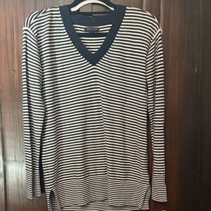 Tommy Hilfiger Navy and Cream Striped Top
